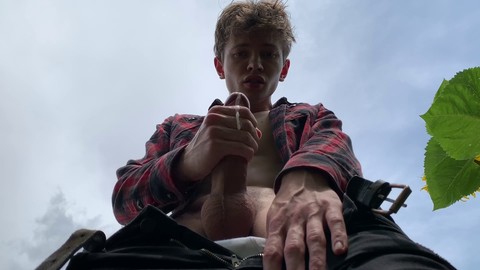 Gay public male cum, sexy boy jerking off, close up HD Gay movie