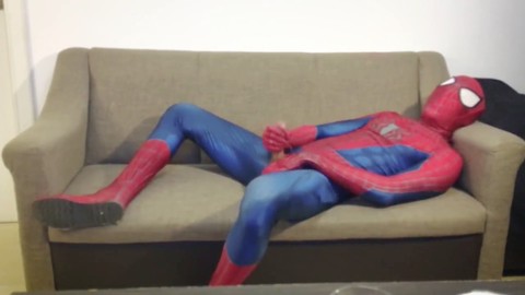 spiderman loves to wank (and cum) HD Gay movie