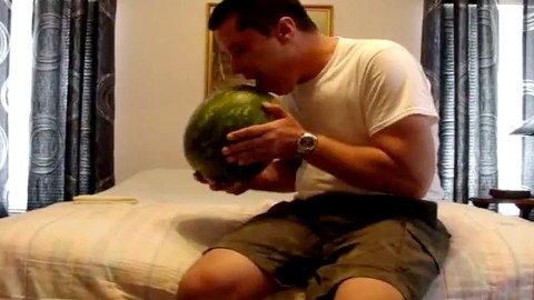 Str8 dad enjoy a watermelon HD Gay movie